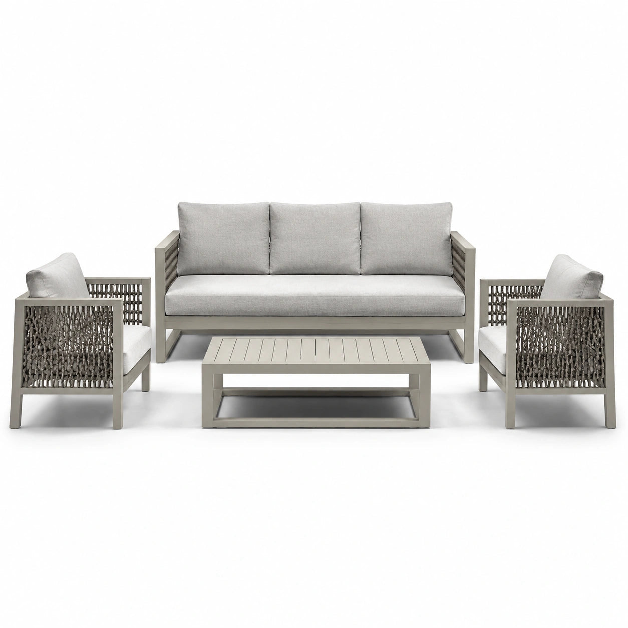 Set da giardino 4 pezzi in alluminio e poliestere grigio