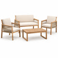 Set da Giardino in Legno di Teak con Cuscini Beige