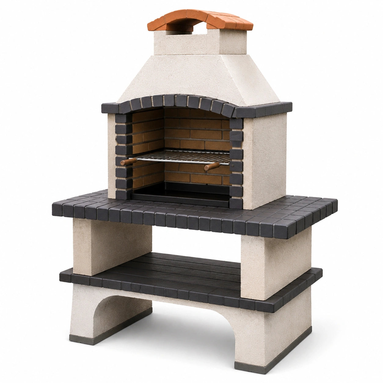 Barbecue in cemento e mattoni con griglia in acciaio inox