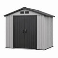 Capanno da Giardino in Plastica Grigio/Nero 213x127x185 cm