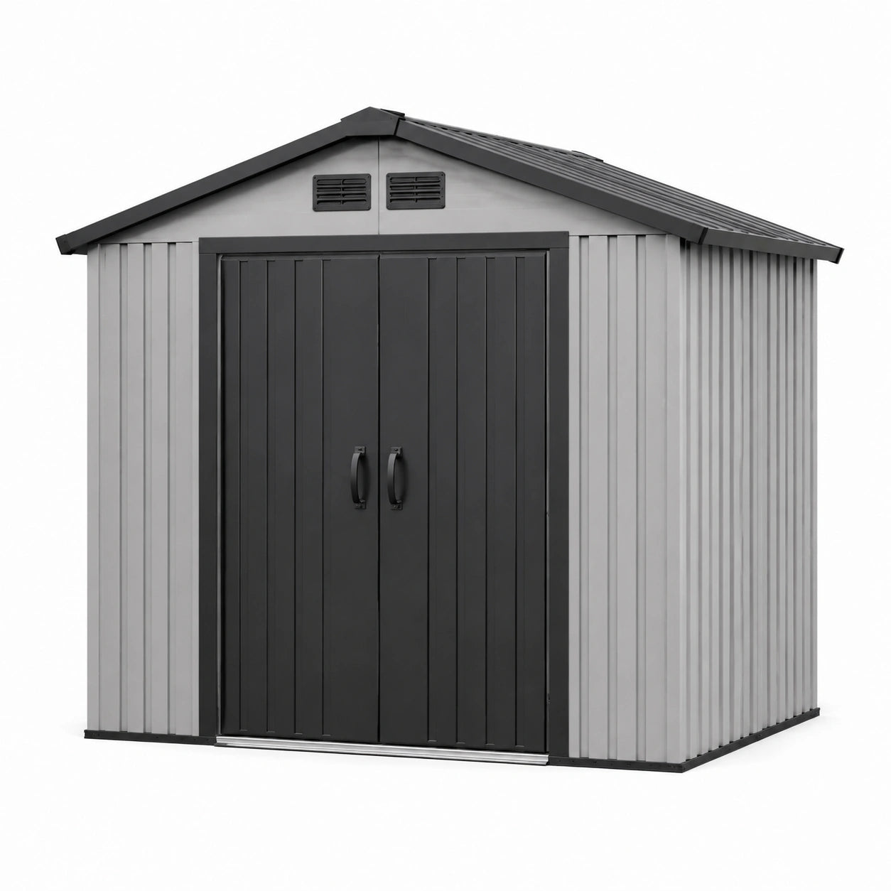 Capanno da Giardino in Plastica Grigio/Nero 213x127x185 cm