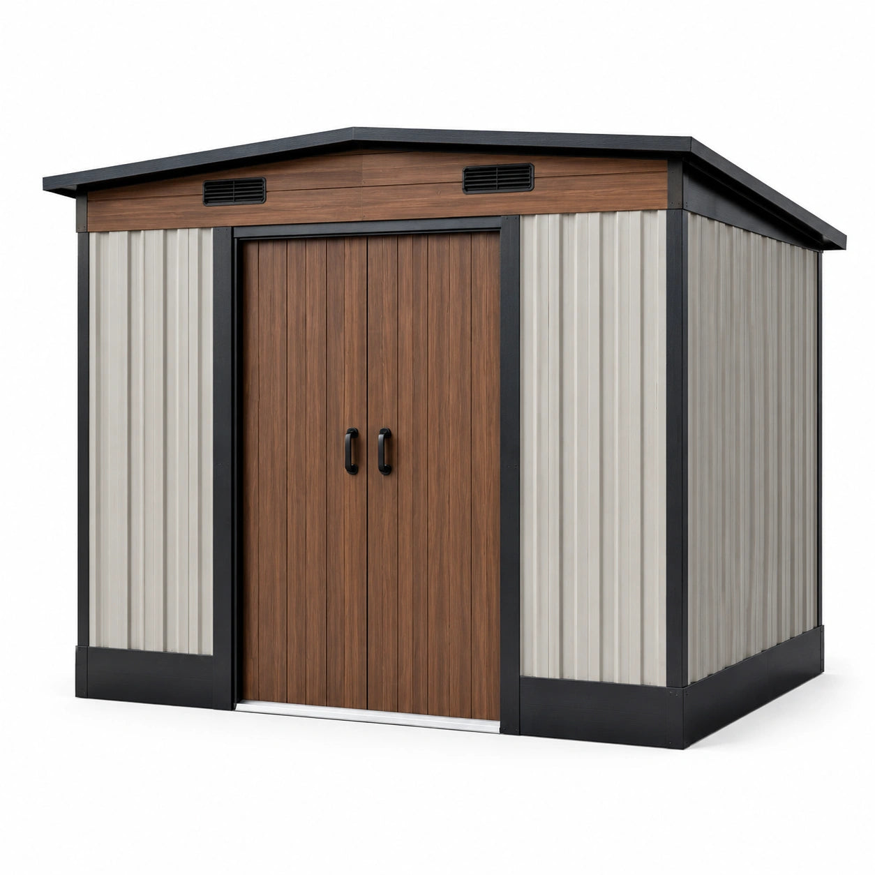 Capanno da Giardino in Metallo con Porte in PVC 240x180x200 cm