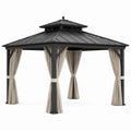 Gazebo in Alluminio con Tetto in Acciaio e Tende in Poliestere 300x300 cm