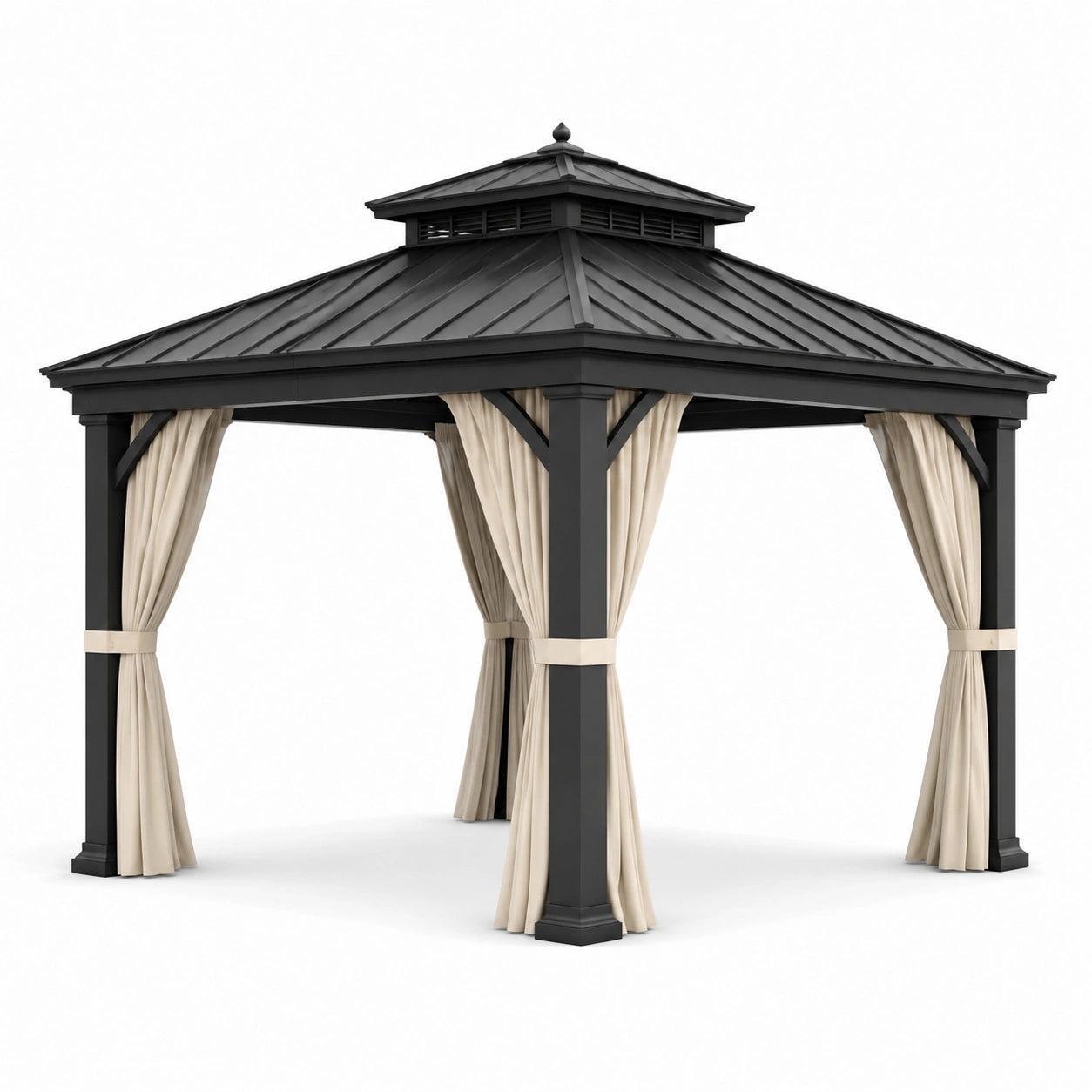 Gazebo in Alluminio con Tende in Poliestere