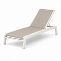 Lettino da esterno in alluminio bianco e tessuto beige 200x70x35 cm