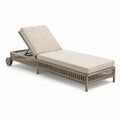 Lettino da Giardino in Rattan Regolabile con Cuscini Beige